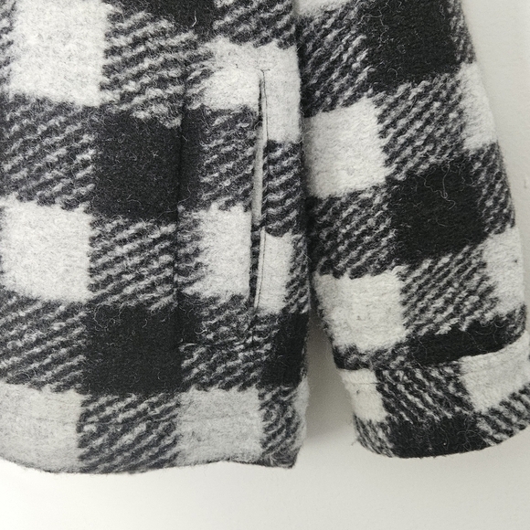Allsaints Women Fenix Wool Blend Check Jacket Size US 2 In Black White Oversized - Picture 4 of 11
